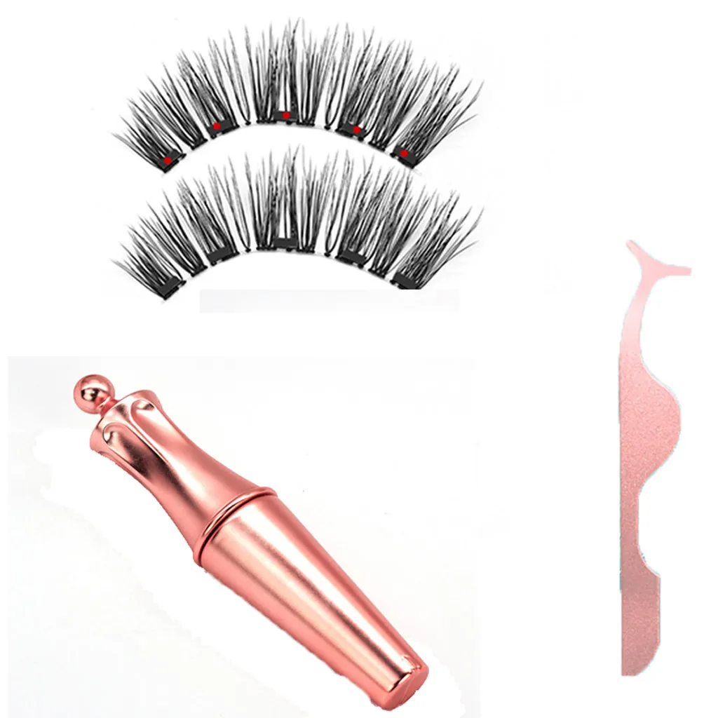 New Fashion Eyelashes Eyeliner Eyelash Curler Set 5 Magnet Liquid Eyeliner Eyelashe With Eyeliner Tweezers Set