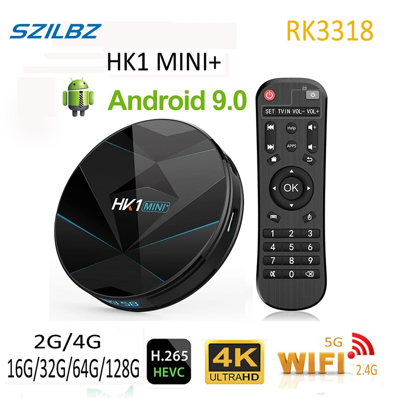 SZILBZ HK1 MINI + RK3318 4 Гб 128 ГБ Android tv Box 9 0 Dual Wifi 4K Smart с светодиодный экраном HK1MINI