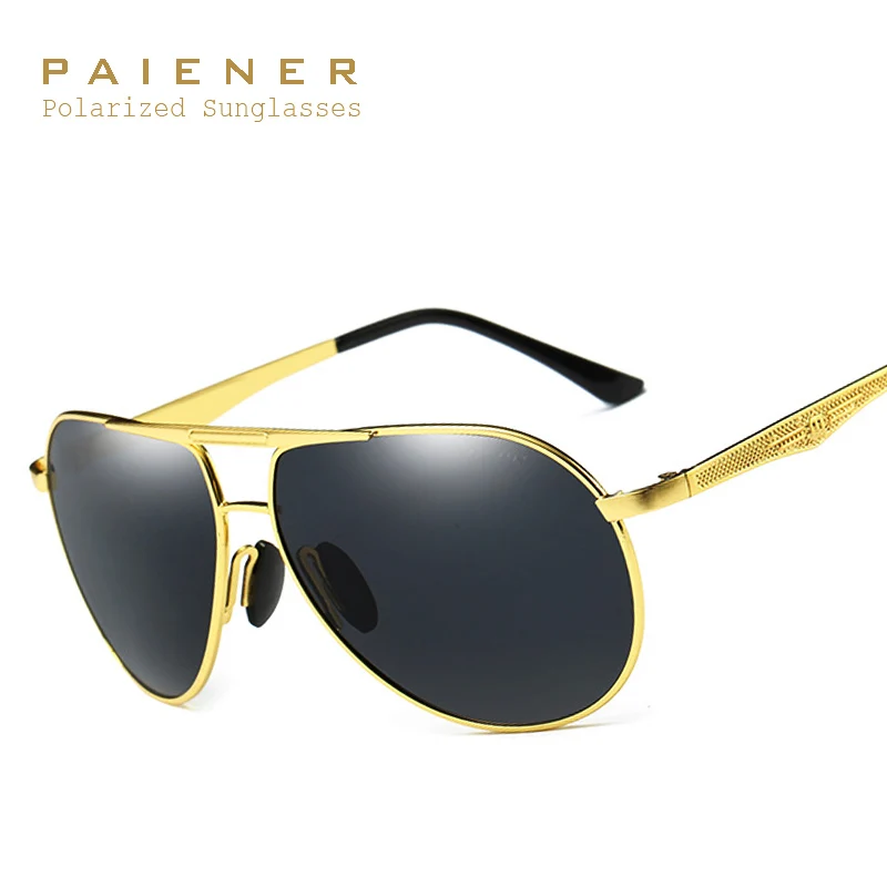 Солнцезащитные очки Мужские поляризационные в алюминиевой оправе авиаторы с