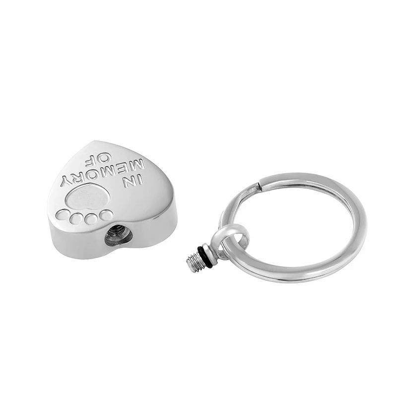 

In Memory OF Keyring Paw Print Heart Shape Stainless Steel Cremation Keepsake Pendant Ashes Memorial Souvenir Jewelry IJK2022
