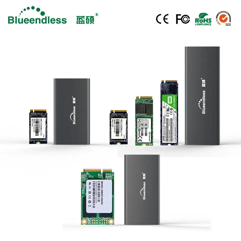 Продукт Алюминий m.2 ssd случае портативный жесткий диск msata usb type c msata чехол 2242/2260/2280 жёсткий диск msata корпус