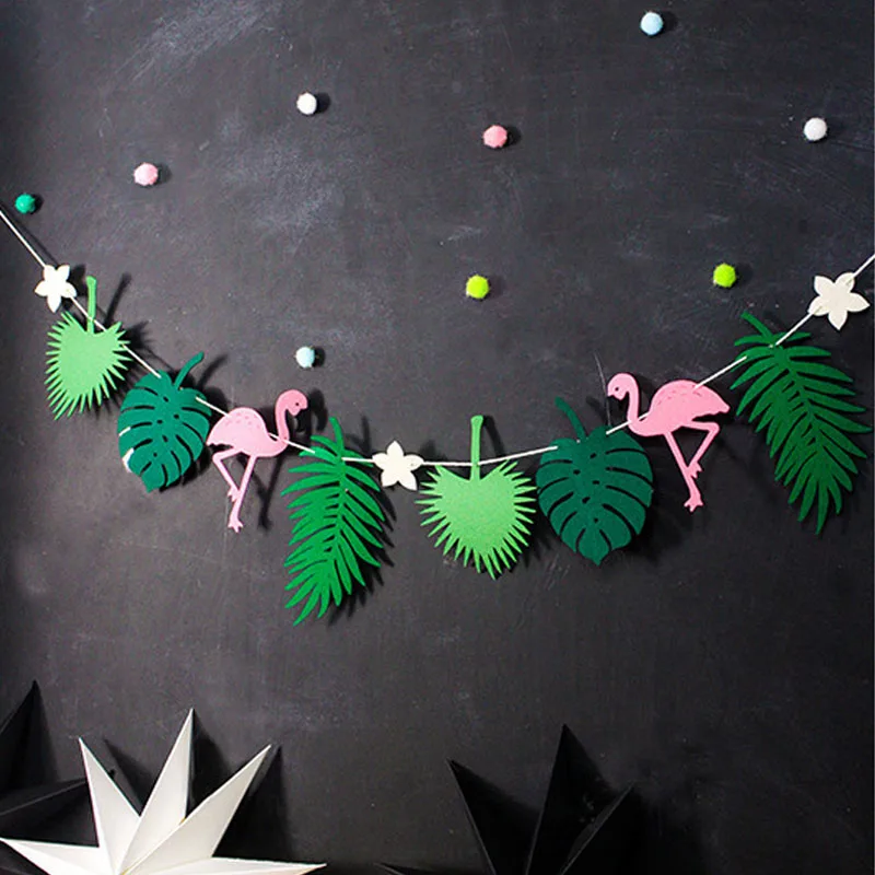 Гирлянда с фламинго и листьями из Гавайских джунглей праздничное украшение для