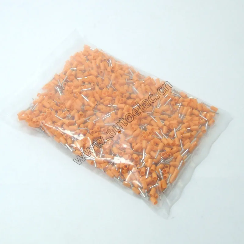 E0308-Orange 100 шт. AWG#24 E0308 наконечник наконечника шнура медный провод медный изолированный обжимной разъем шнур контактный конец терминала VE0308 - Цвет: E0308-Orange
