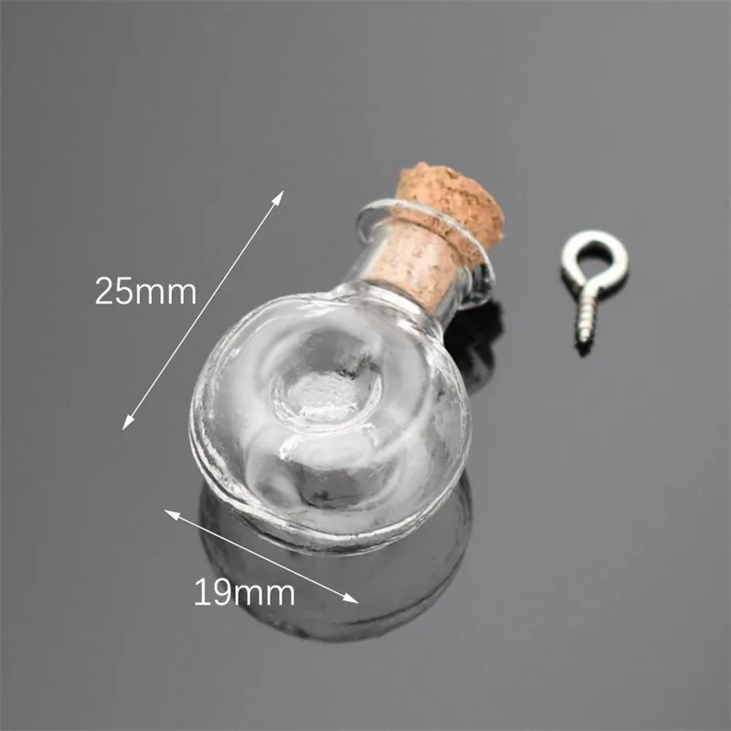 Стеклянная мини бутылка с подвеской в виде сердца и звезды 10 шт.|Подвески| |