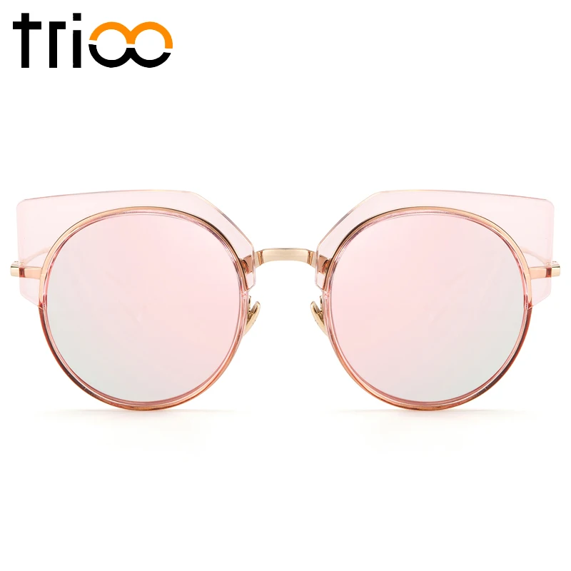 Женские солнцезащитные очки в прозрачной розовой оправе TRIOO прозрачные круглые