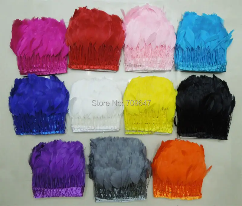 

10Yards/lot!Stripped Goose Nagorie Feathers on Ribbon Trim,Goose Trimming Fringe 10-15cm in width 11colours for choice,