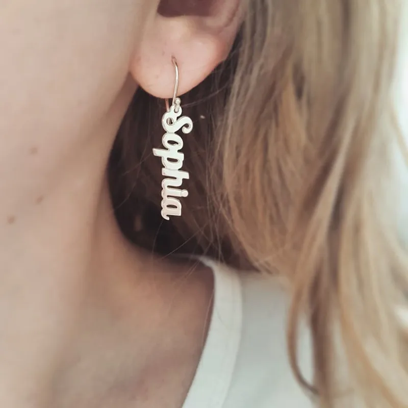 

Dangle Earring Personalized Customized Name Earrings For Women Fashion Jewelry Stainless Steel Handmade Custom Letter Brincos