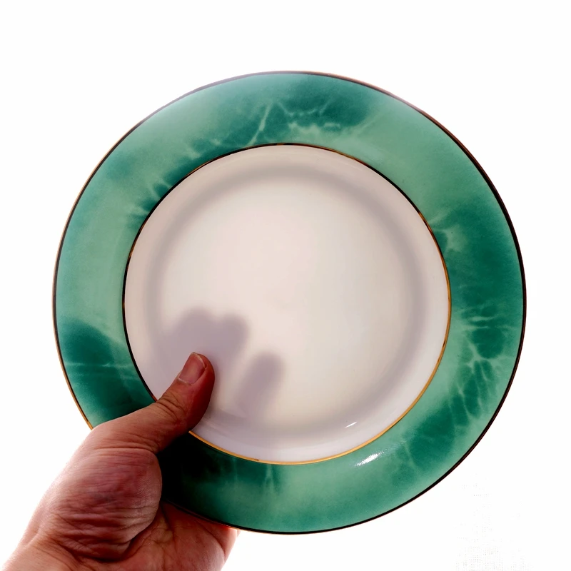 Зеленые столовые тарелки керамическая тарелка китайские сервизы свадебный