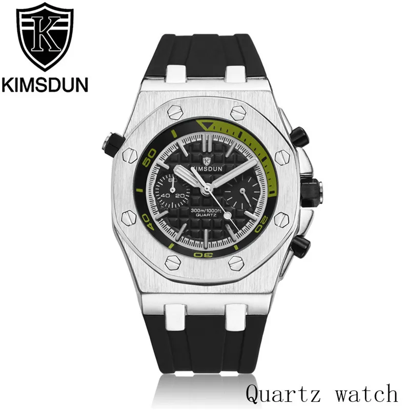 KIMSDUN Роскошные брендовые часы мужские часы Montre Homme все подциферы рабочие Силиконовые наручные кварцевые часы мужские эксклюзивные мужские часы Relogio