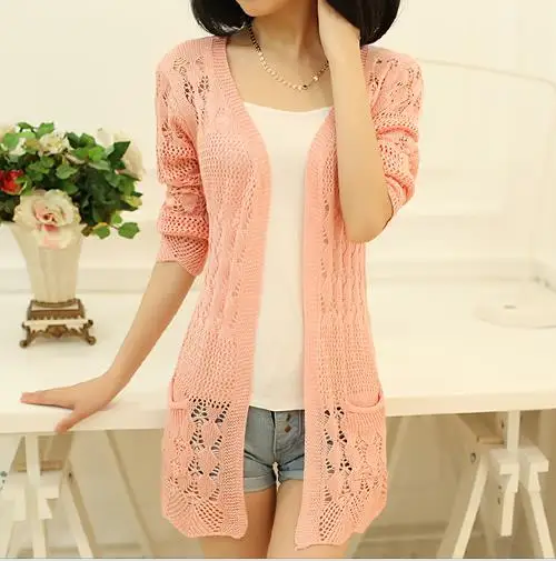New 2019 autumn feminino hollow blusa tricot sexy shrugs for women's knitting sweater female long sleeve cardigan coats S329 |