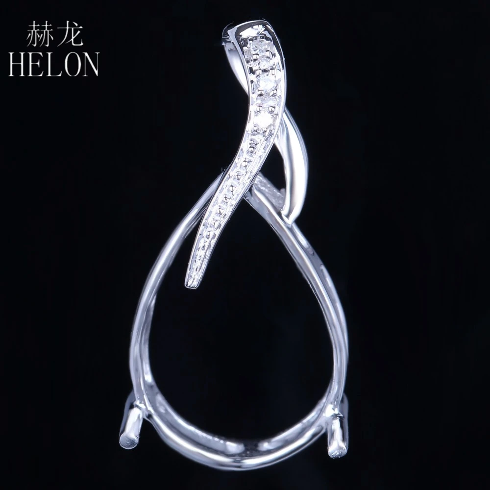 HELON овальная подвеска 12x16 мм с полукреплением, 14 k из белого золота с бриллиантами, женские вечерние ювелирные изделия, кулон, подарок на день Святого Валентина