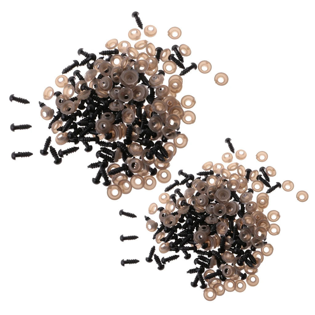 

200 Pieces 6mm 8mm Plastic Safety Eyes with BACKS for Teddy Bear Stuffed Toys Doll Craft Black