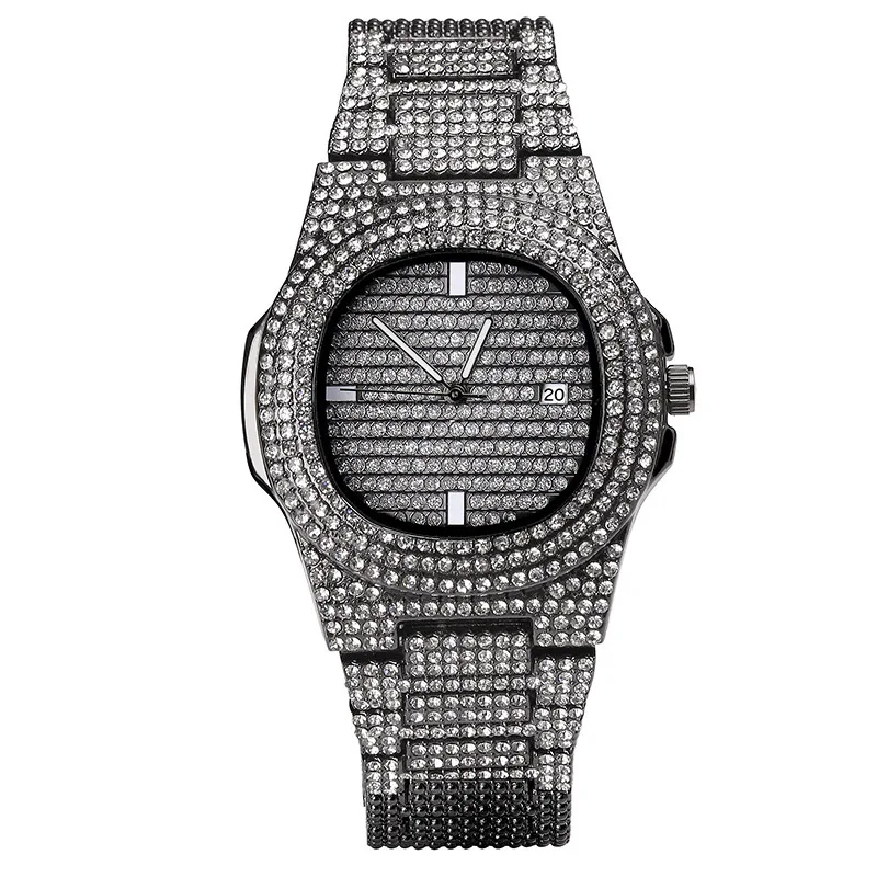 Iced out полный Циркон кварцевые часы для мужчин и женщин хип-хоп часы подарок