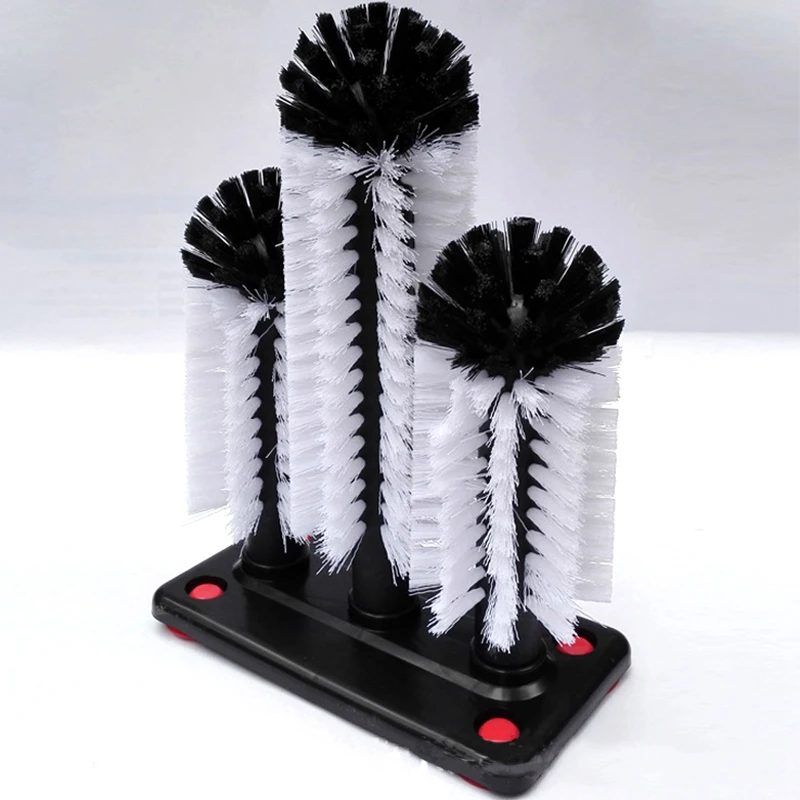 Glass Washer 3 Brush Washing Brushes With Suction Base Bar Cleaner For Kitchens Red Wine Glasses Cup | Дом и сад