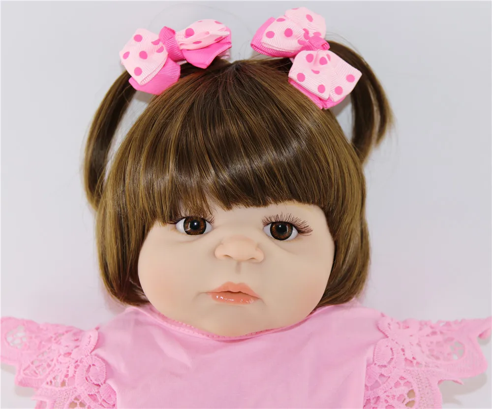 23 дюймовая Реалистичная кукла для новорожденных силиконовая 57 см розовая одежда
