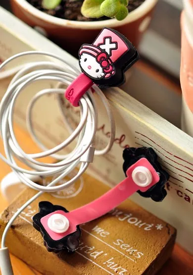 Силиконовый уплотнительный зажим Kawaii Kitty Cat. Опрятные уплотнительные зажимы для хранения. Намоточный шнур для наушников, органайзер, держатель для провода