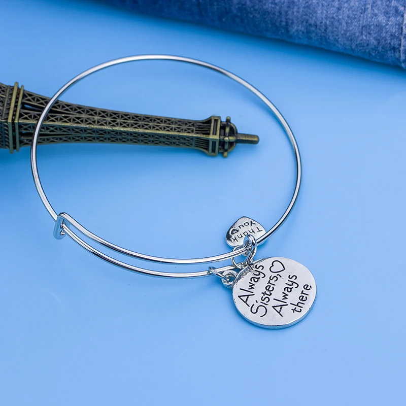 Всегда моя сестра. Браслет с подвесками в виде букв и сердечек|sister bracelets|charm