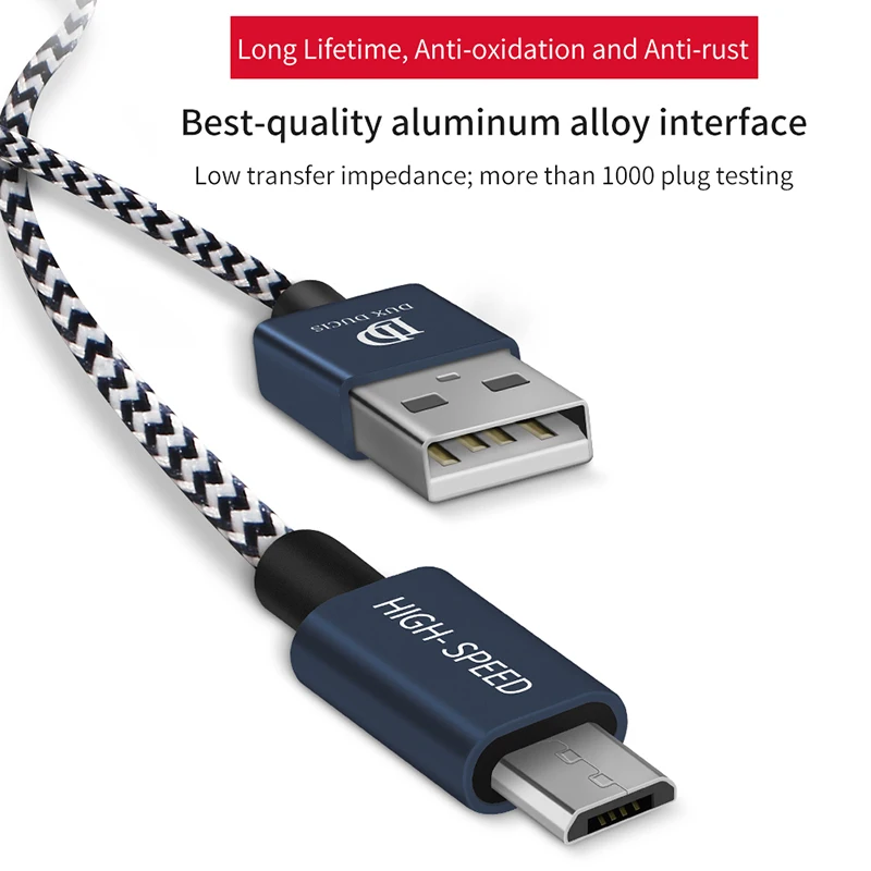 DUX DUCIS 2 шт микро USB кабель нейлоновый для быстрой зарядки данных Xiaomi Huawei Android
