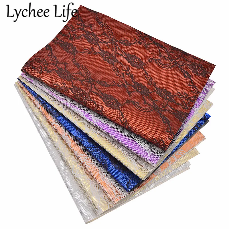 Lychee Life кружево цветок тиснением искусственная кожа ткань A4 21x29 см ПВХ ткань DIY домашнее шитье, ремонт аксессуары для одежды