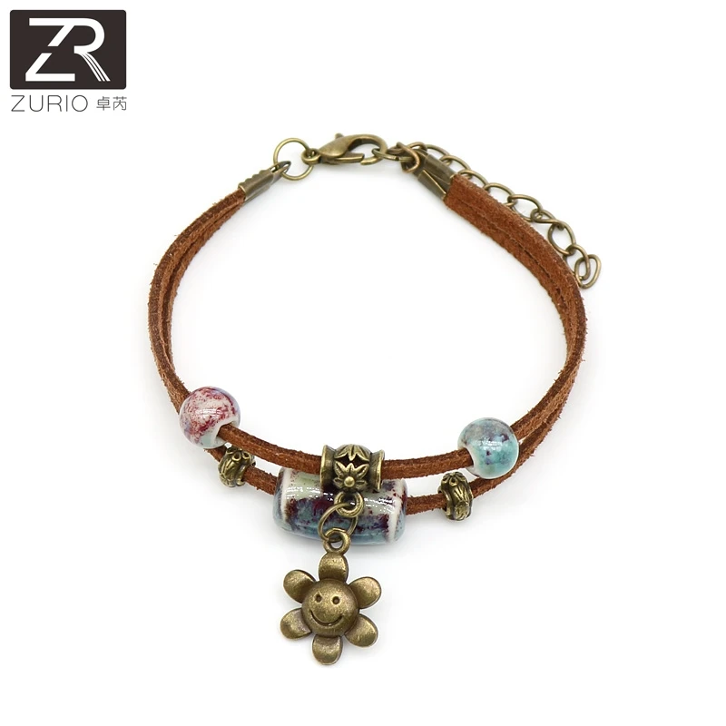 Хит ювелирное изделие в богемном стиле керамический кожаный браслет и браслеты
