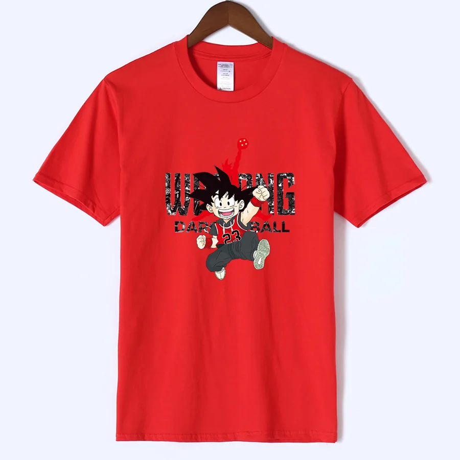 Японского аниме Dragon Ball Z Wukong Футболка с принтом Jordan 23 Мужская облегающая одежда для бодибилдинга белая футболка camiseta hombre - Цвет: red