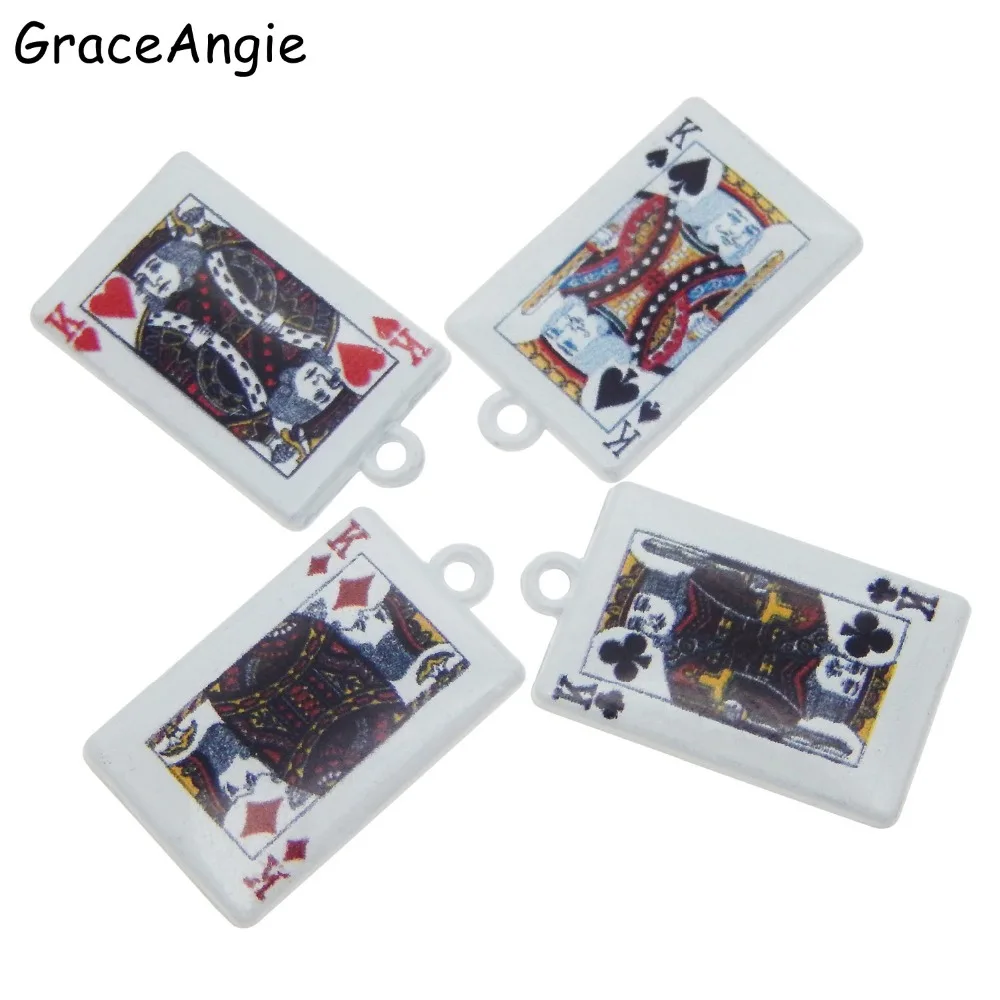 GraceAngie 8 шт./лот легированная карточка для покера с белым дном подвеска Подвески