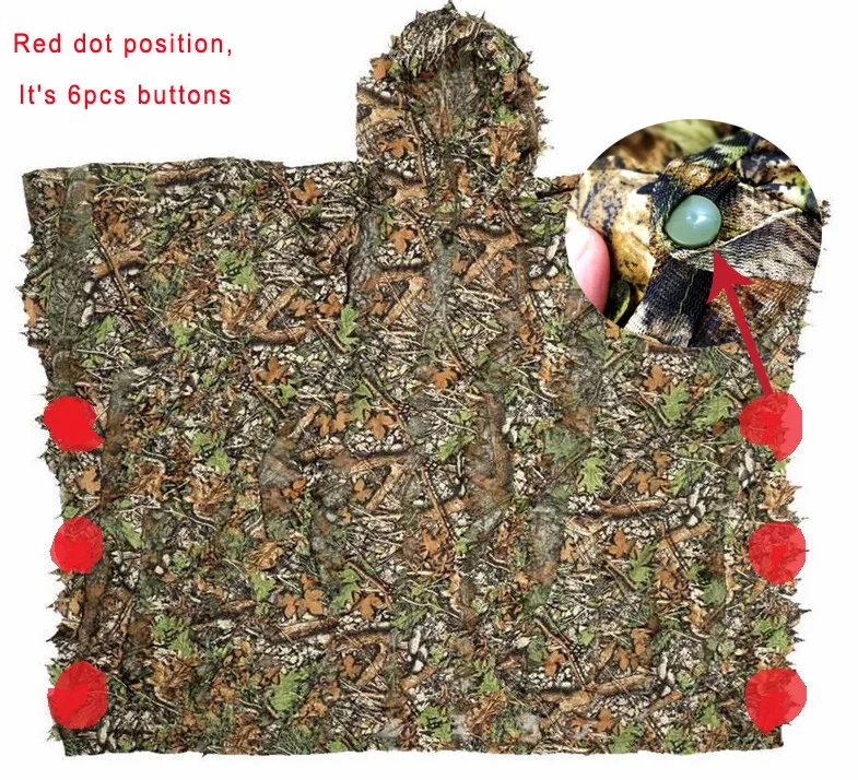 Leafy пончо джунглей Ghillie Костюмы для охоты Камуфляжный 3D Bionic Leaf Yowie сетка добавить 6