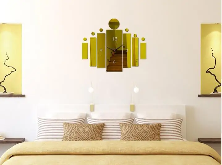 Зеркальные настенные акриловые часы 3d современный дизайн украшение для дома