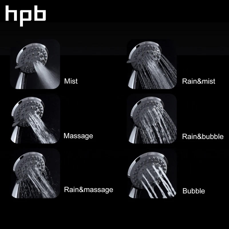 HPB семь функций ванная комната ручной душ ABS хромированная отделка