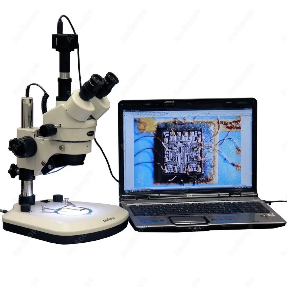 LED Low Heat Stereo Microscope--AmScope Supplies 7X-90X Zoom Microscope + 3MP Digital Camera | Инструменты