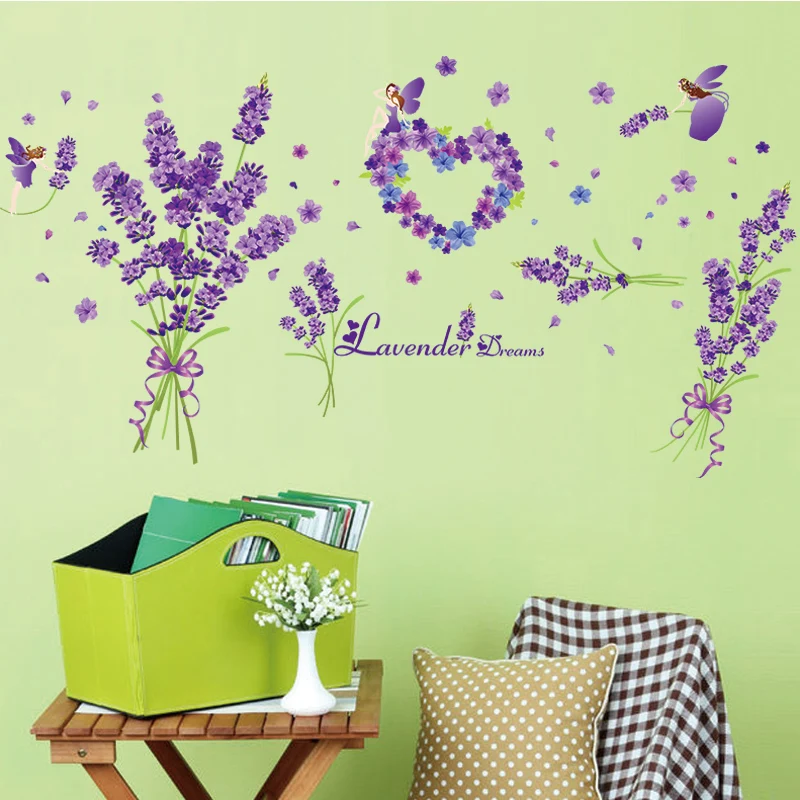 [Dreamarts] фиолетовый Lavenders стикер на стену s ПВХ материал DIY цветы домашний декор