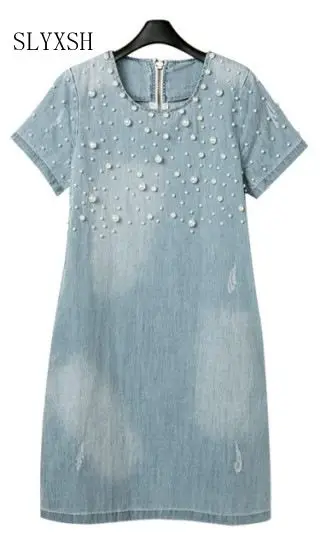 

Summer M-5XL Denim Maternity Dresses Clothe For Pregnant Women Clothing O-neck Short Sleeve Pregnancy Dress Wear