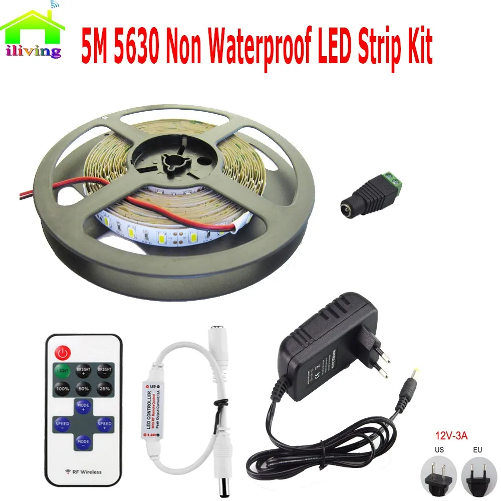 10 м 5630 5730 теплая белая светодиодная лента IP20 5 м комплект DC12V SMD Холодный белый гибкий светильник Tiras Диммер пульт дистанционного управления источник питания