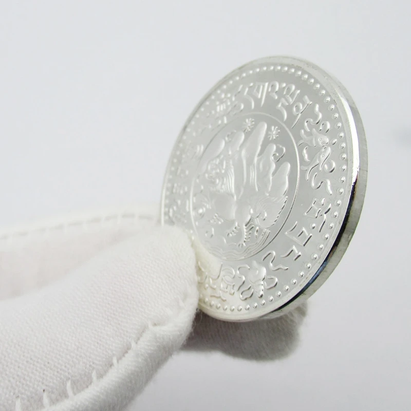 Тибетская буддизмская легендарная серебряная медаль памятная монета