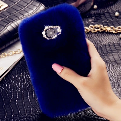 blue Роскошный меховой чехол FLOVEME для samsung Galaxy A3, A5, A7, чехол для samsung Galaxy J2, J3, J5, J7, защитный чехол для телефона - Цвет: blue