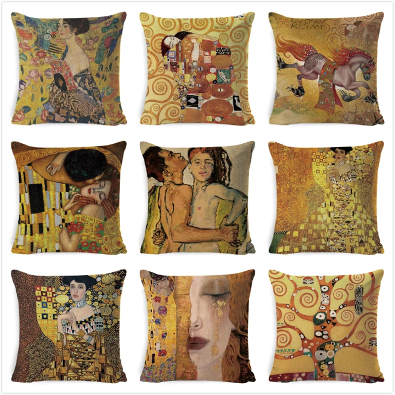 Картина Густава Климта Чехлы золотистым размывом для фотографий с принтом