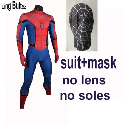 suit no eye no soles Линь бултез, высокое качество, Человек-паук, домашний костюм,, том Холланд, костюм Человека-паука,, домашний костюм Человека-паука - Цвет: suit no eye no soles