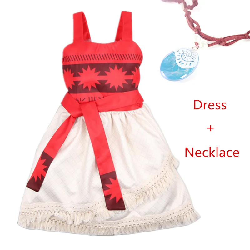 Dress and nec Вечерние маскарадные костюмы принцессы Моана для детей, платье Vaiana, костюм с ожерельем для Хэллоуина, костюмы для детей, подарки для девочек - Цвет: Dress and nec