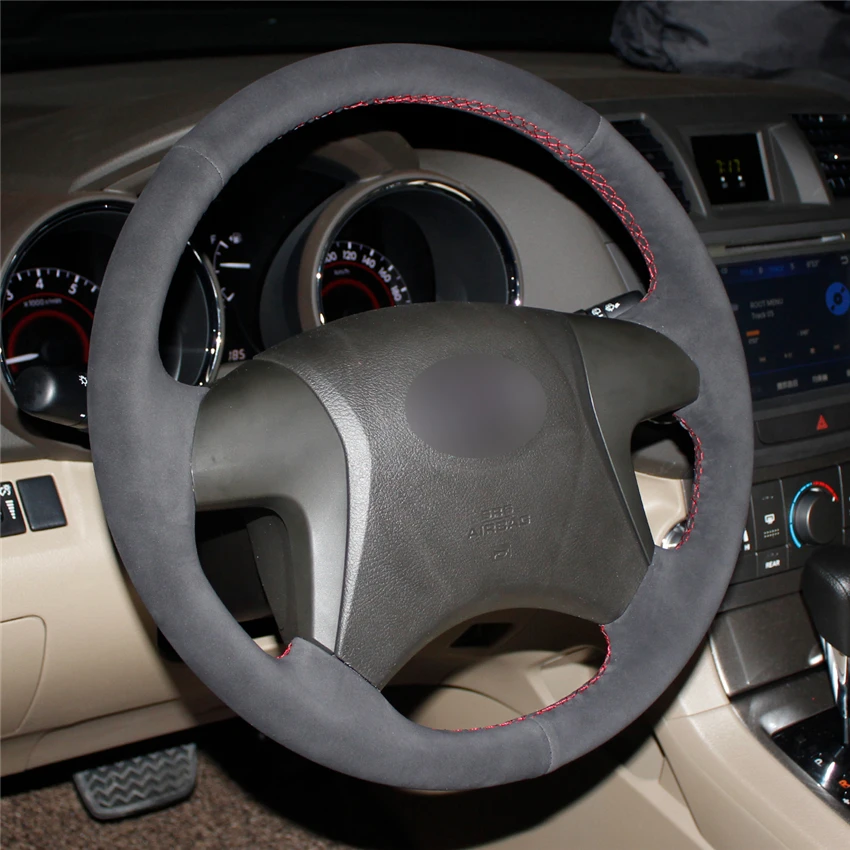 Чехол на руль MEWANT прошитый вручную черный замшевый для Toyota Highlander 2008 2009 2010 2011 2012 2013