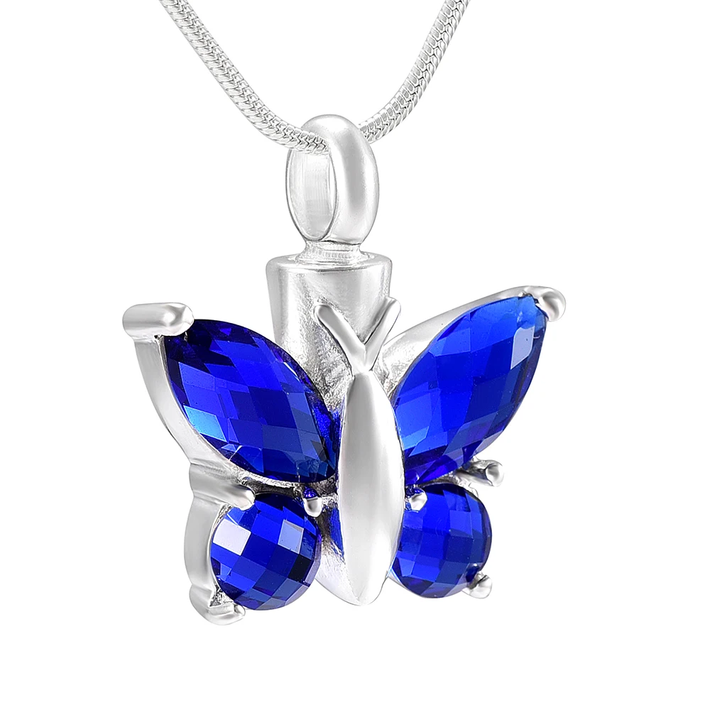 XWJ8497-1 Ocean Blue CZ камни инкрустация Бабочка Форма нержавеющая сталь Кремация Урны