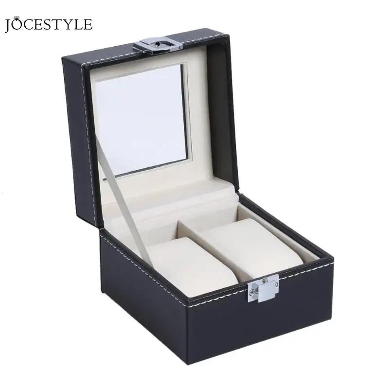 Two Grid 2/6/10 Grids PU Leather Watch Box Clock Watches Jewelry Storage Boxes for Professional Holder Organizer Case Display - Color: Two Grid