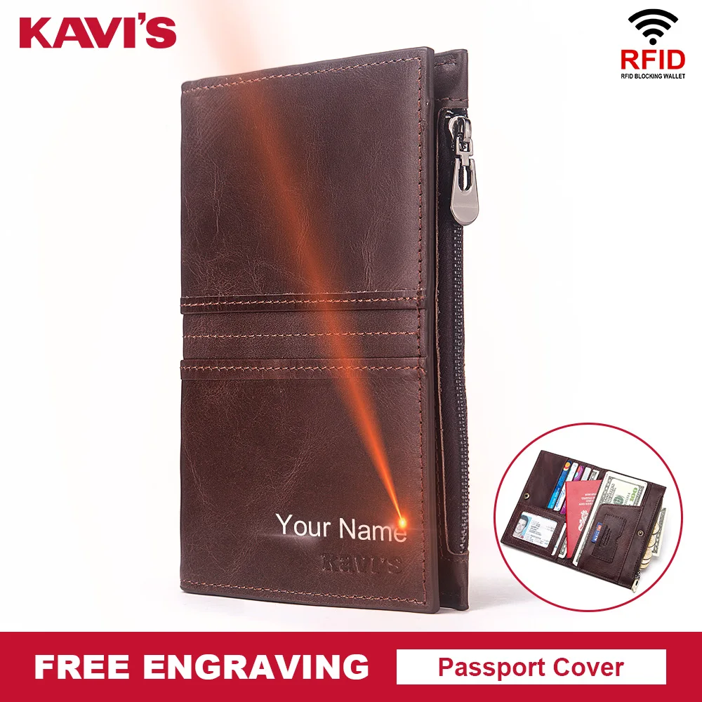 Чехол для паспорта KAVIS Rfid из натуральной кожи держатель ID карты дорожный кошелек