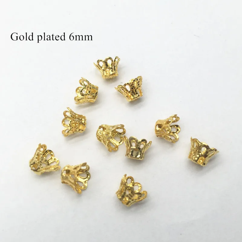 100pcs gold 6mm 100 шт филигранные колпачки в форме цветочных чашек для изготовления ювелирных изделий HK184 - Цвет: 100pcs gold 6mm