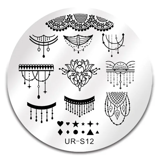 URS012 Ur Sugar 1 шт. Нержавеющая сталь штамповка шаблон Розы Цветочный серии Маникюр Нейл-арт в домашних условиях пластины для стемпинга-Краски инструмент - Цвет: URS012