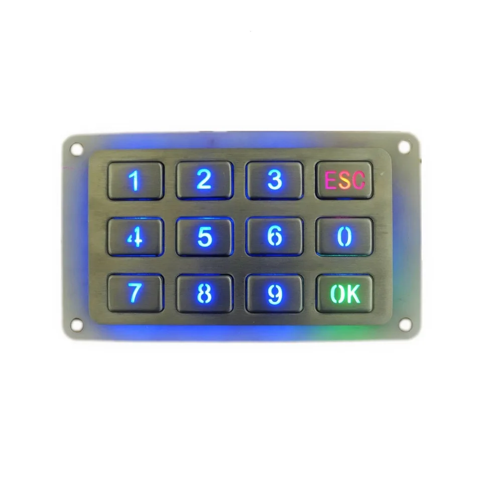 Цифровая клавиатура из нержавеющей стали с подсветкой водонепроницаемая