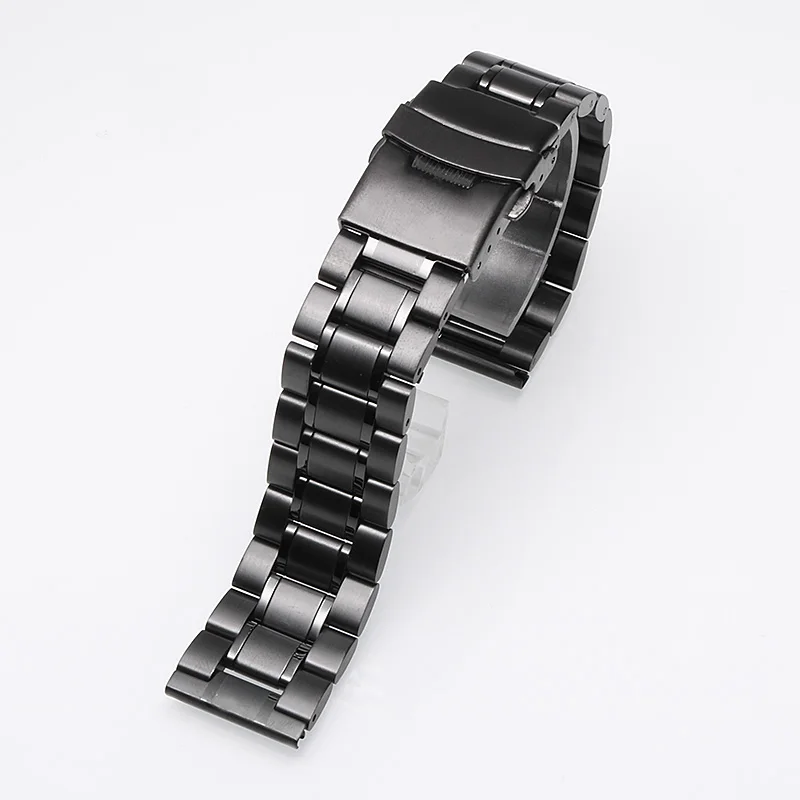 Ремешок из нержавеющей стали с glidelock пряжкой для Casio Seiko citizen мужской ремешок для часов 18 20 22 24 мм - Цвет ремешка: Black-Flat