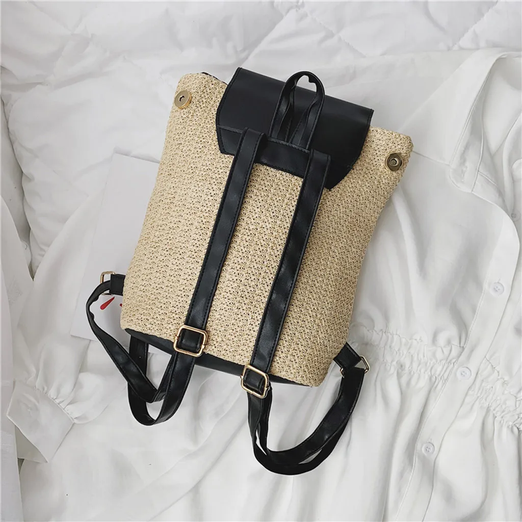 Женский соломенный рюкзак модная повседневная дорожная сумка через плечо для