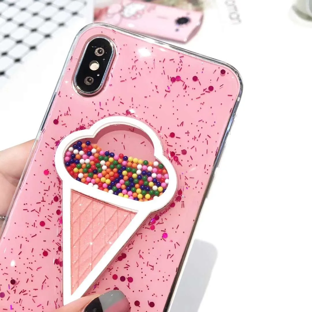 Чехол для телефона Wixcen Pink Liquid Ice Cream мягкий Блестящий силиконовый чехол из ТПУ Iphone