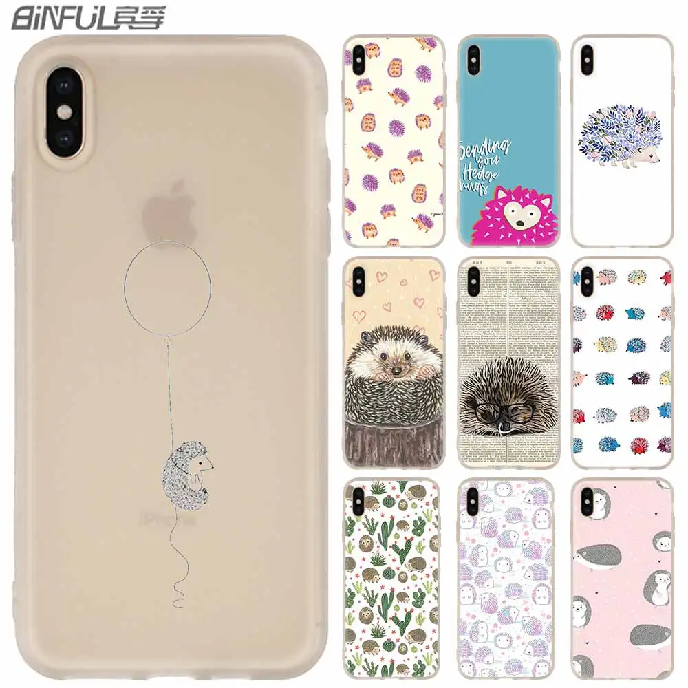 Силиконовый мягкий чехол для iPhone 13 11 12 Pro X XS Max XR 8 7 6 Plus SE оболочка Ежик милая чашка