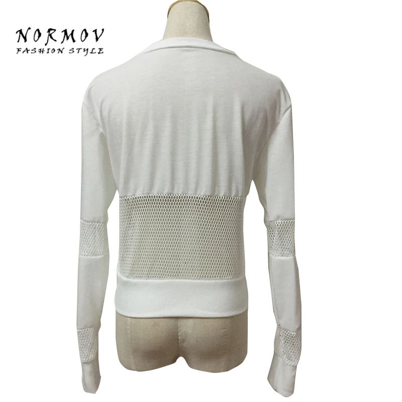 S-XL Сетки Сращивания Сексуальные Женщины С Длинными Рукавами Футболки Мода лето